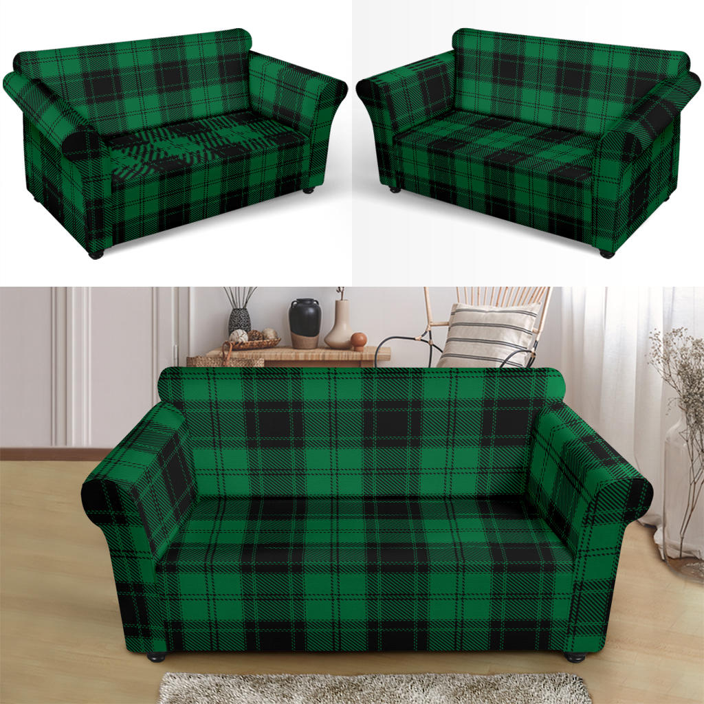 Tartan Green Print Design LKS302 Loveseat Couch Slipcover