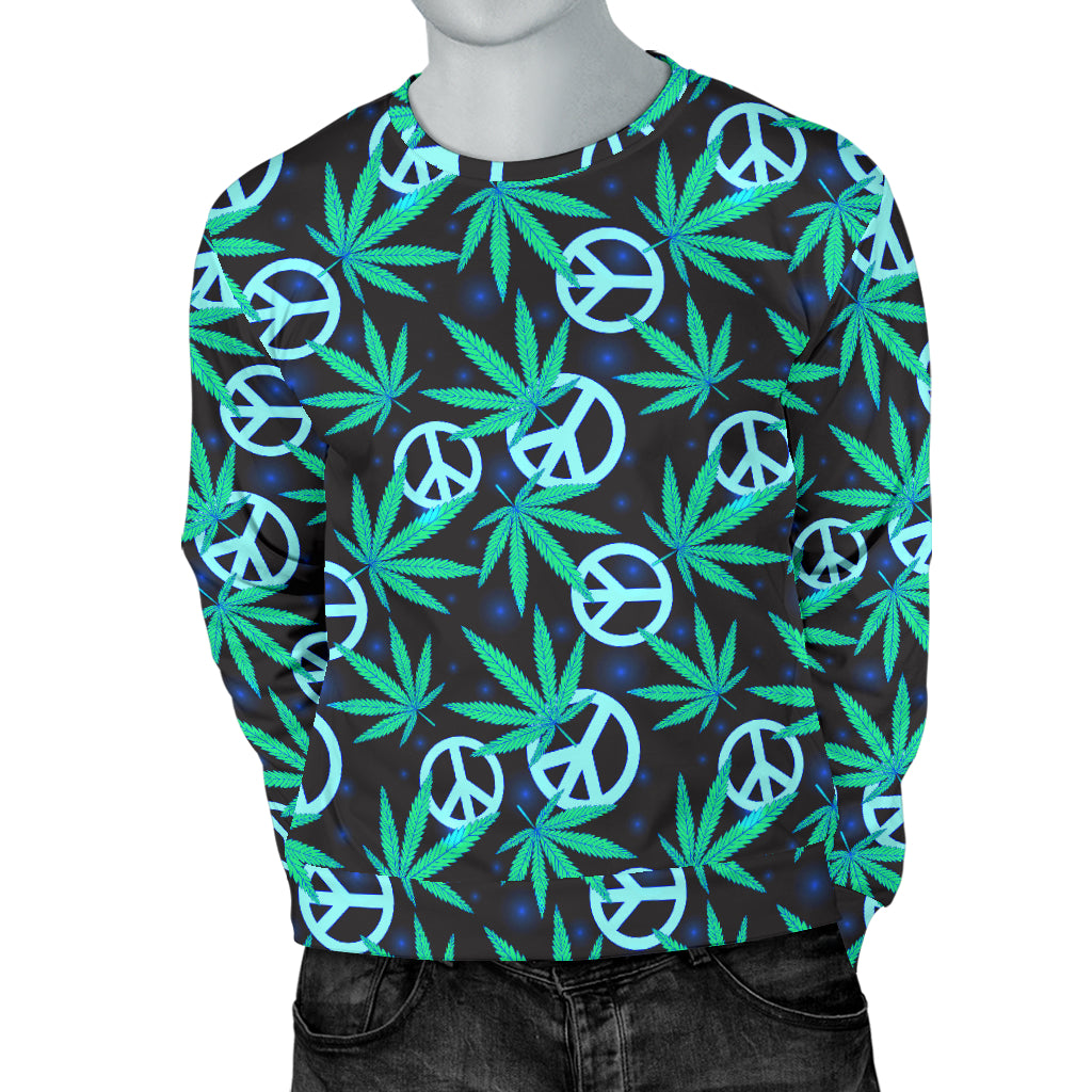 Peace Sign Themed Design Print Men Long Sleeve Sweatshirt
