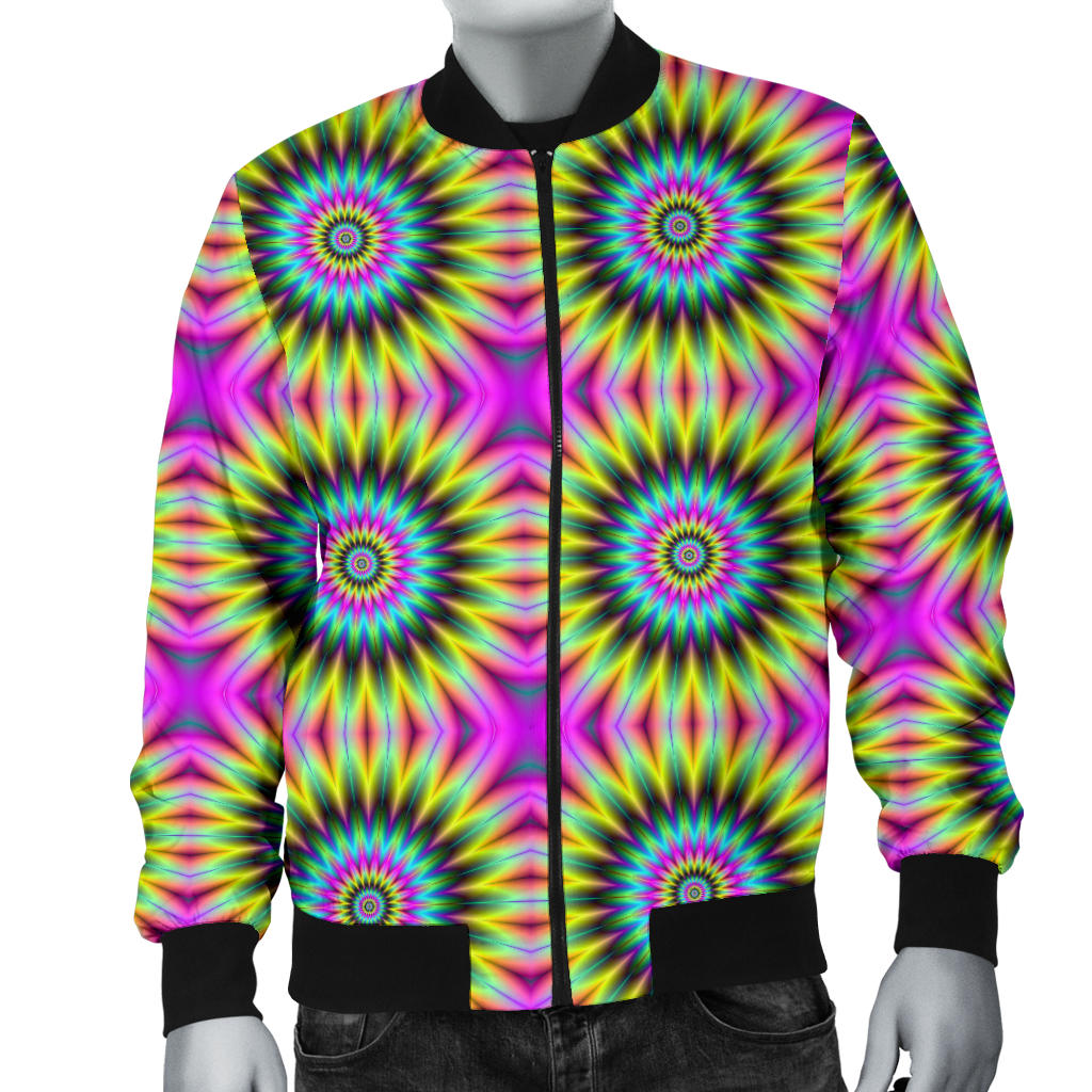 Optical illusion Flower Rainbow Style Men Bomber Jacket