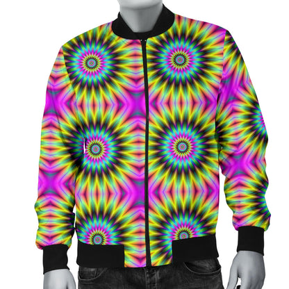 Optical illusion Flower Rainbow Style Men Bomber Jacket