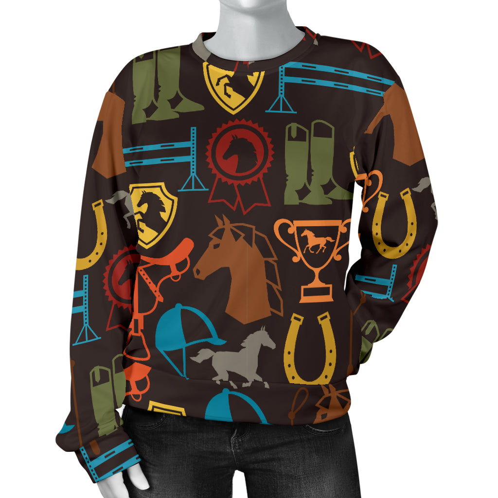 Equestrian Equipment Horse Colorful Women Long Sleeve Sweatshirt