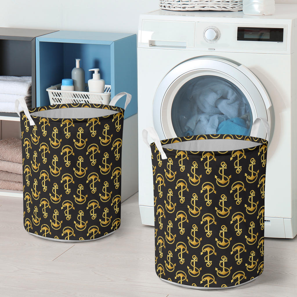 Anchor Gold Pattern Laundry Basket