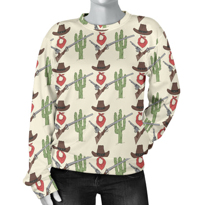 Western Cowboy Print Women Long Sleeve Sweatshirt
