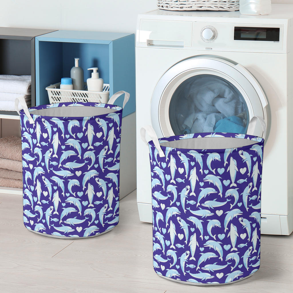 Dolphin Smile Print Pattern Laundry Basket