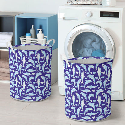 Dolphin Smile Print Pattern Laundry Basket