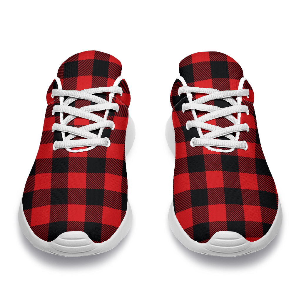 Red Black Buffalo Tartan Plaid Pattern Athletic Shoes