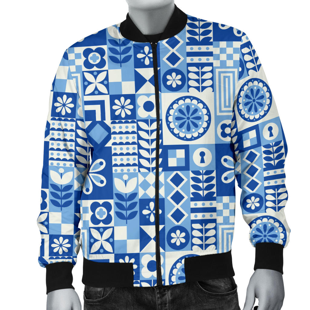 Swedish Print Pattern Men Bomber Jacket