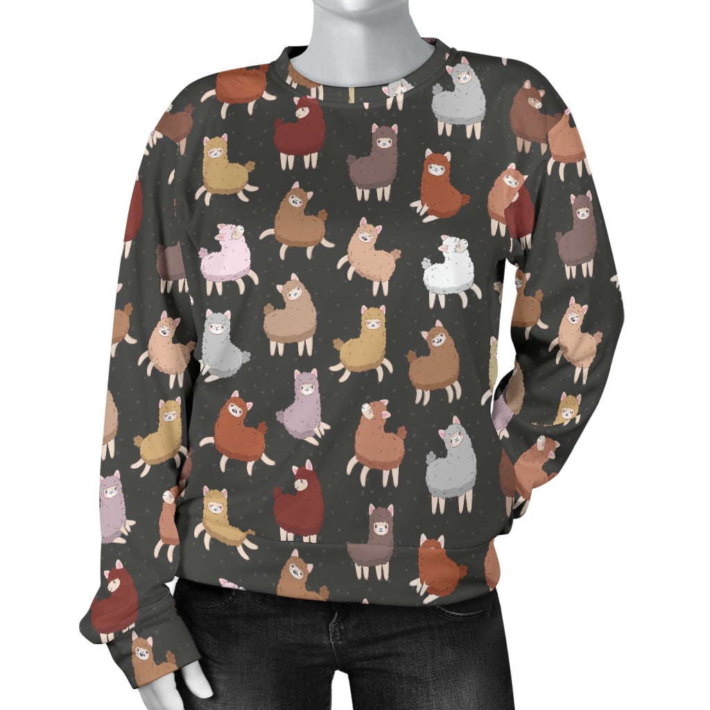 Alpaca Cute Design Themed Print Women Long Sleeve Sweatshirt
