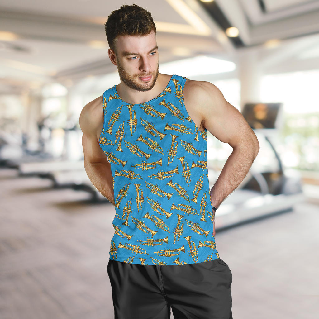 Trumpet Golden Pattern Themed Print Men Tank Top
