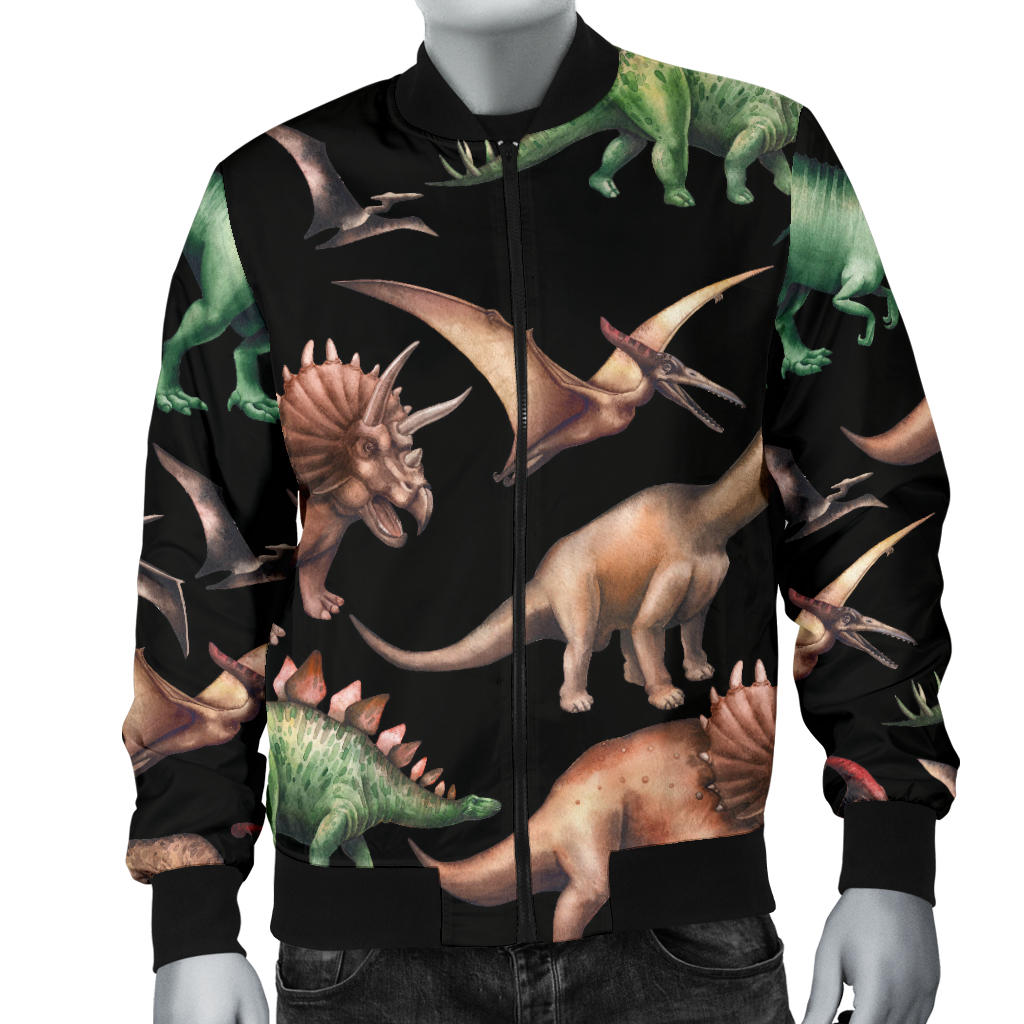 Dinosaur Print Pattern Men Bomber Jacket