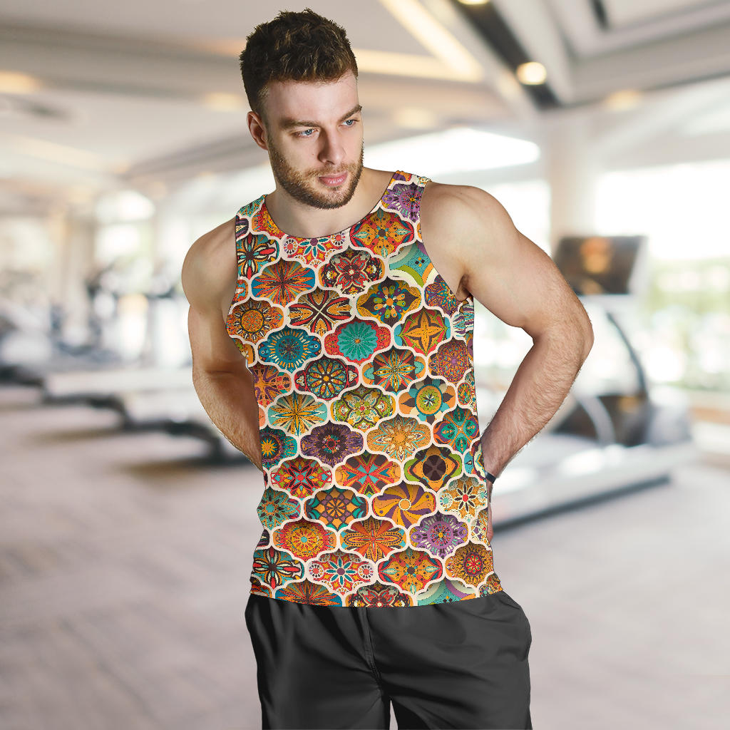 Mandala Mosaic Themed Design Print Men Tank Top