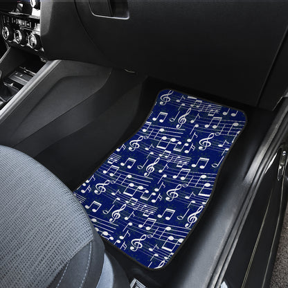 Music Note Blue Themed Print Car Floor Mats Front Back