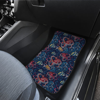 Octopus Deep Sea Print Themed Car Floor Mats Front Back