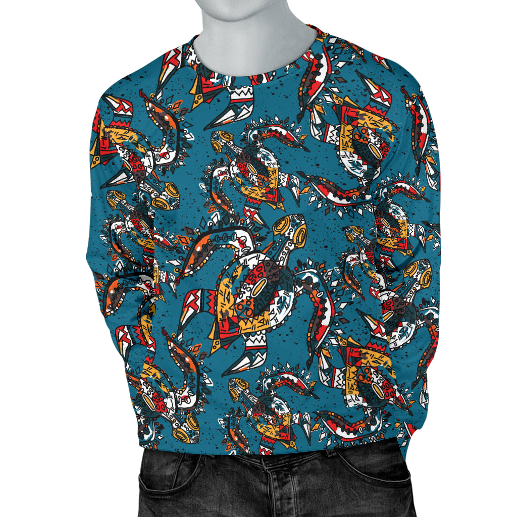 Sea Turtle Tribal Colorful Hand Drawn Men Long Sleeve Sweatshirt