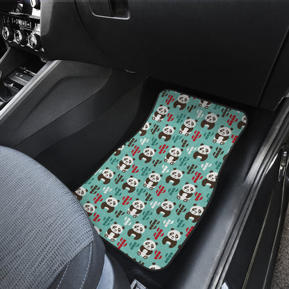 Panda Bear Cute Themed Print Car Floor Mats Front Back