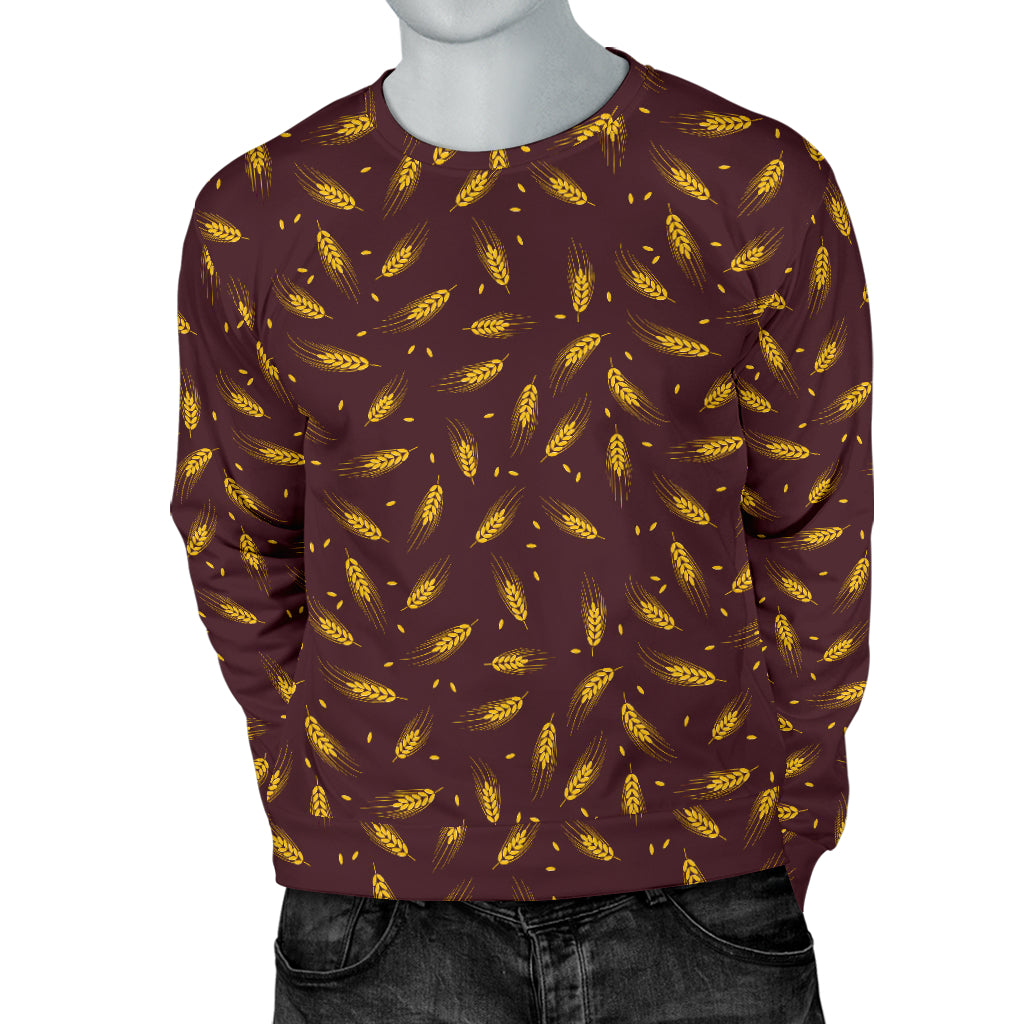 Agricultural Gold Wheat Print Pattern Men Long Sleeve Sweatshirt