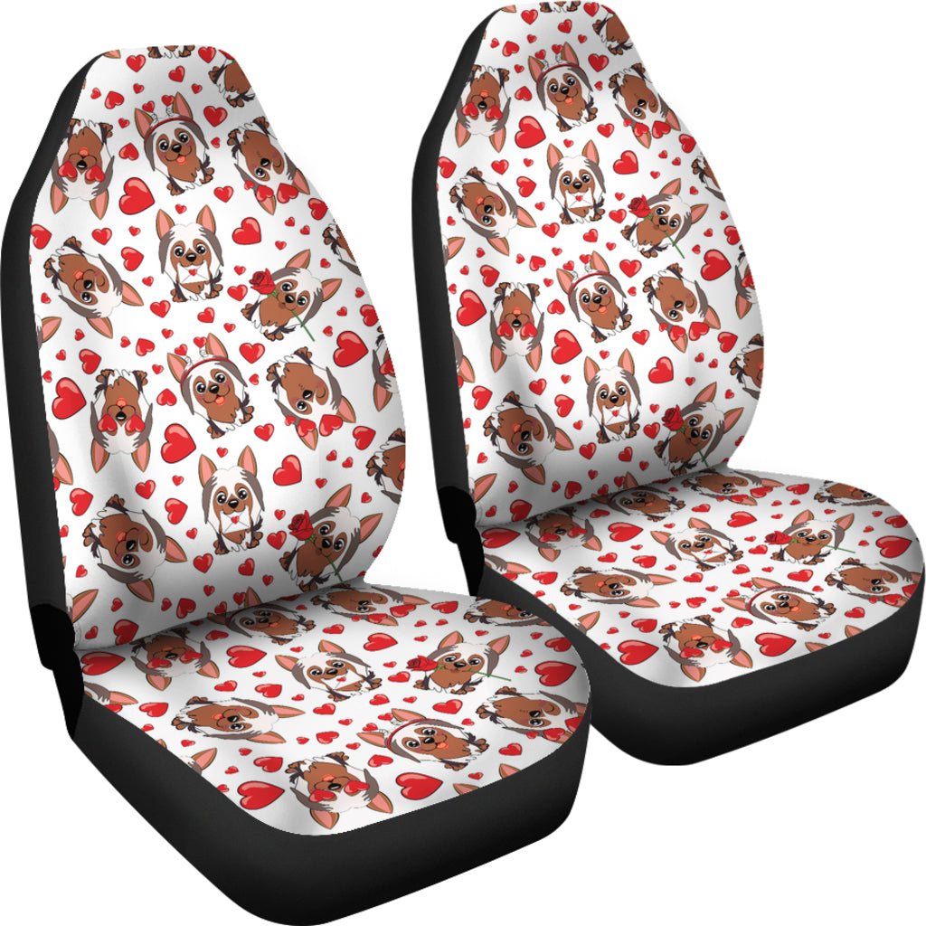 Silky Terriers Heart Print Design LKS302 Car Seat Covers
