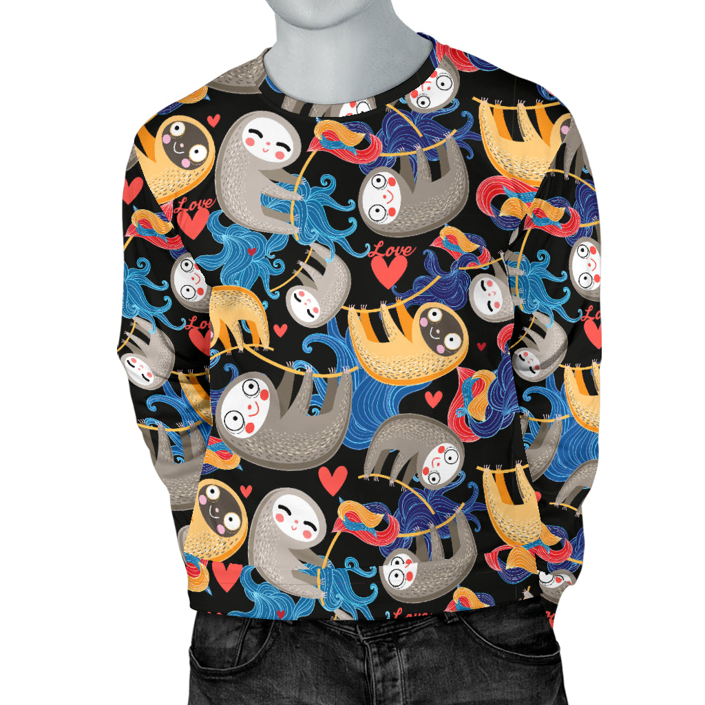 Sloth Cartoon Design Themed Print Men Long Sleeve Sweatshirt