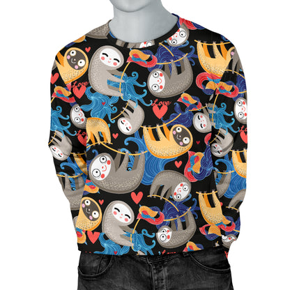Sloth Cartoon Design Themed Print Men Long Sleeve Sweatshirt