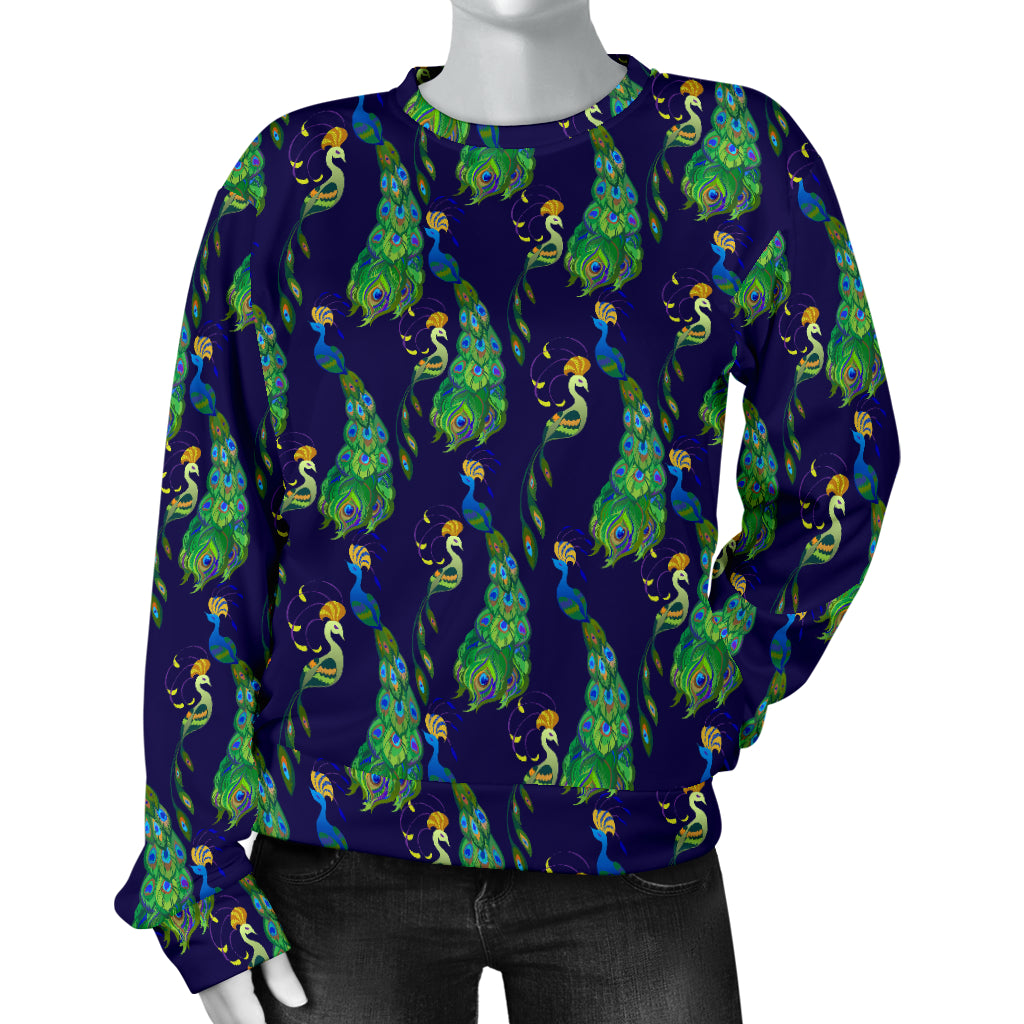 Peacock Art Design Print Women Long Sleeve Sweatshirt