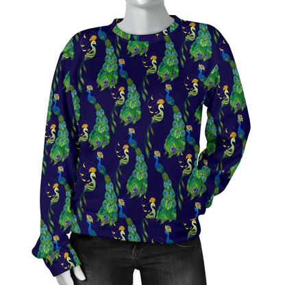 Peacock Art Design Print Women Long Sleeve Sweatshirt