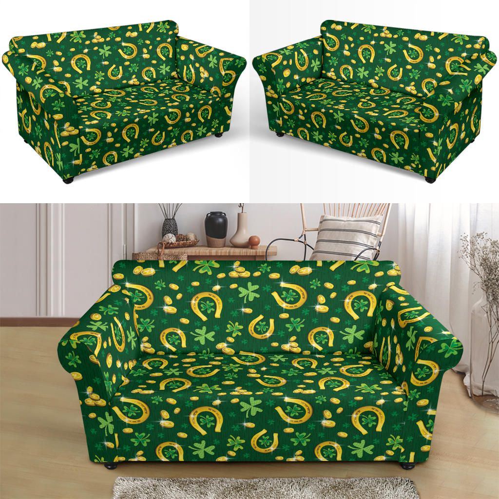 Shamrock Horse Shoes Saint Patrick's Day Print Design LKS307 Loveseat Couch Slipcover