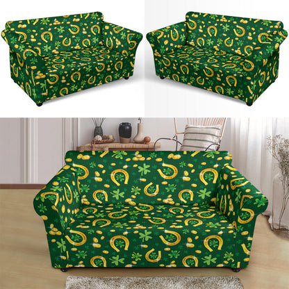 Shamrock Horse Shoes Saint Patrick's Day Print Design LKS307 Loveseat Couch Slipcover