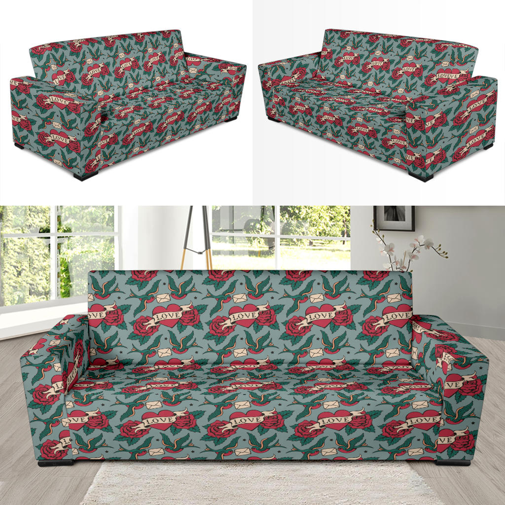 Tattoo Heart Print Design LKS301 Sofa Slipcover