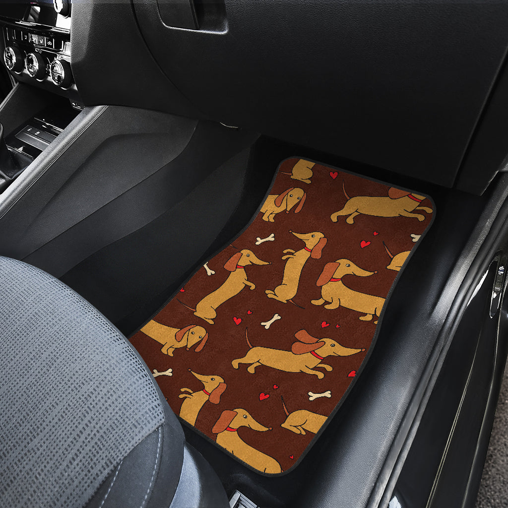 Dachshund Happy Print Pattern Car Floor Mats Front Back