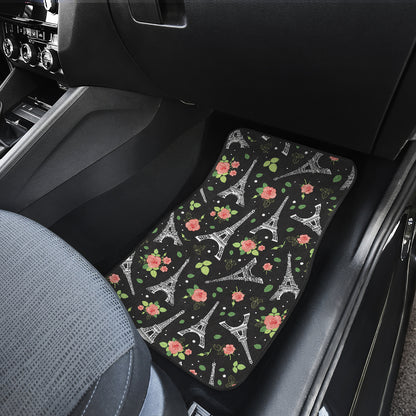 Eiffel Tower Rose Print Car Floor Mats Front Back