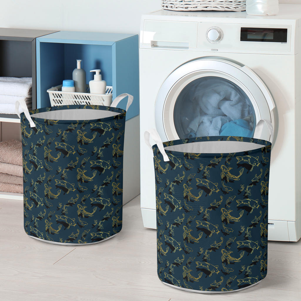 Koi Carp Gold Design Themed Print Laundry Basket