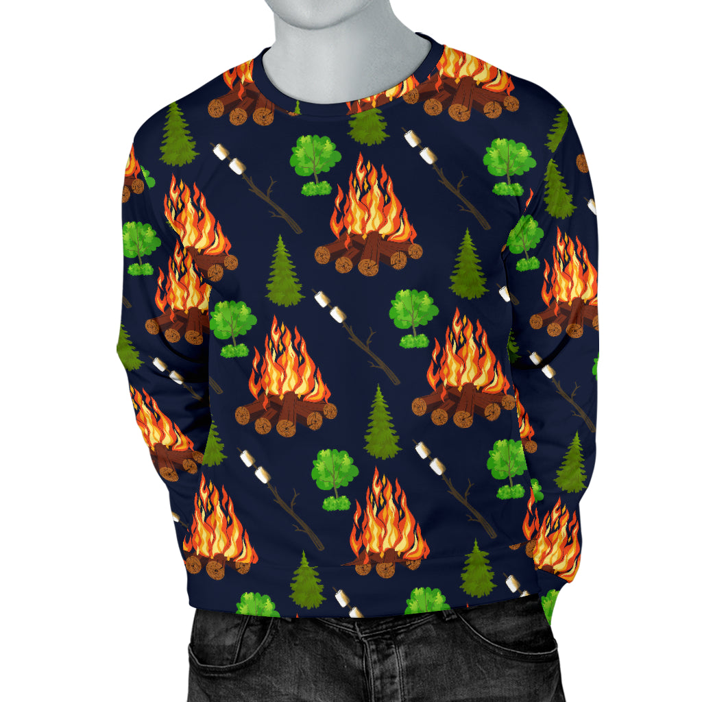 Camfire marshmallow Camping Design Print Men Long Sleeve Sweatshirt