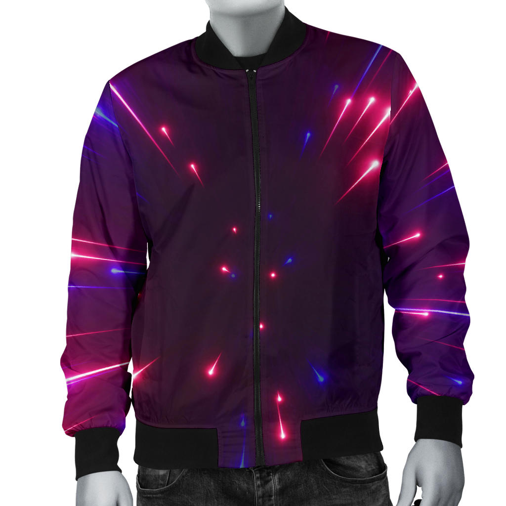 Celestial Purple Blue Neon Speed Light Men Bomber Jacket