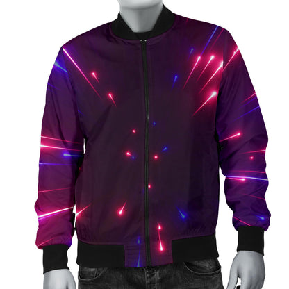 Celestial Purple Blue Neon Speed Light Men Bomber Jacket