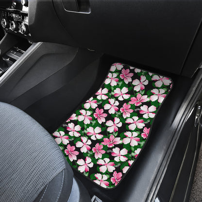 Hibiscus Pink Flower Hawaiian Print Car Floor Mats Front Back
