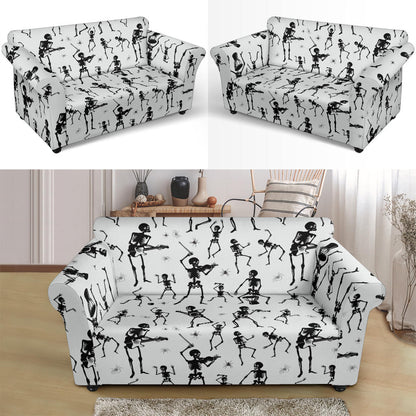 Skeleton Music Player Print Design LKS303 Loveseat Couch Slipcover
