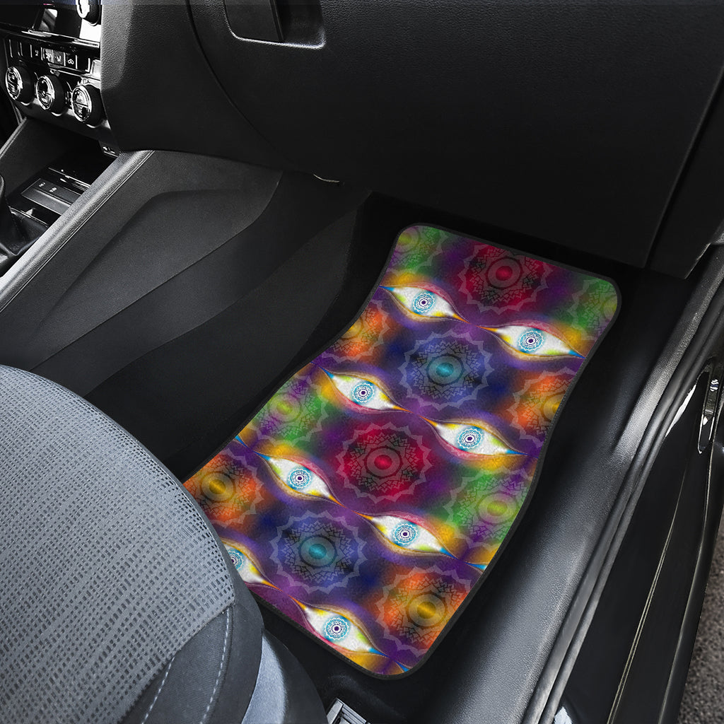 Chakra Eye Print Pattern Car Floor Mats Front Back