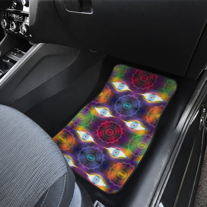 Chakra Eye Print Pattern Car Floor Mats Front Back