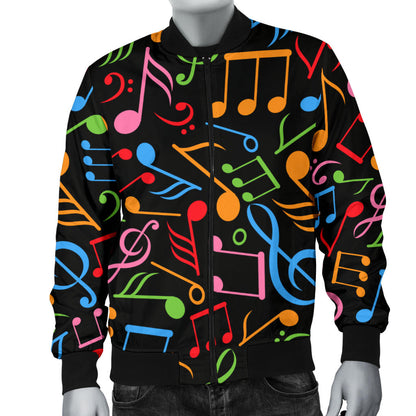 Music Note Colorful Themed Print Men Bomber Jacket