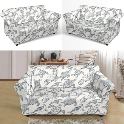 Sea Turtle Print Design LKS304 Loveseat Couch Slipcover