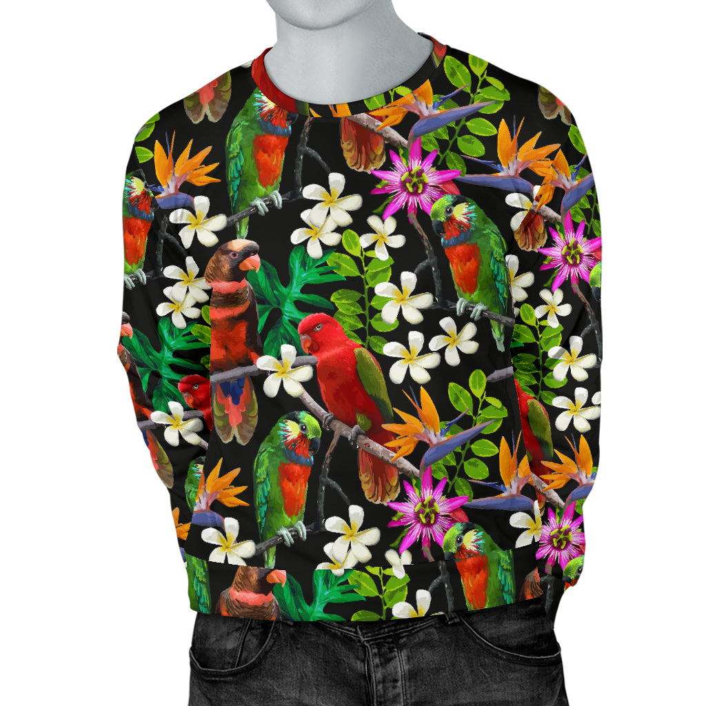 Parrot Design Print Men Long Sleeve Sweatshirt