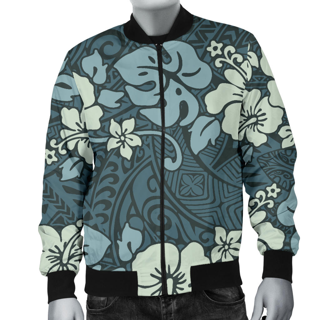 Flower Hawaiian Hibiscus Style Print Pattern Men Bomber Jacket