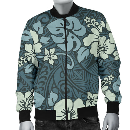 Flower Hawaiian Hibiscus Style Print Pattern Men Bomber Jacket