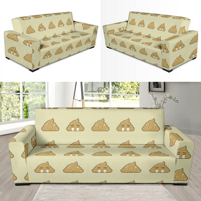 Poop Emoji Pattern Print Design A04 Sofa Slipcover