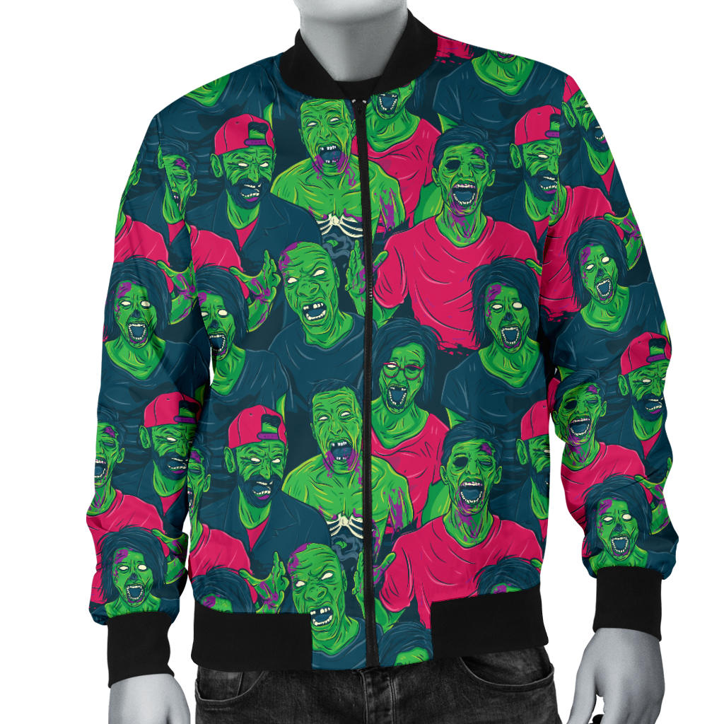 Zombie Themed Design Pattern Print Men Bomber Jacket