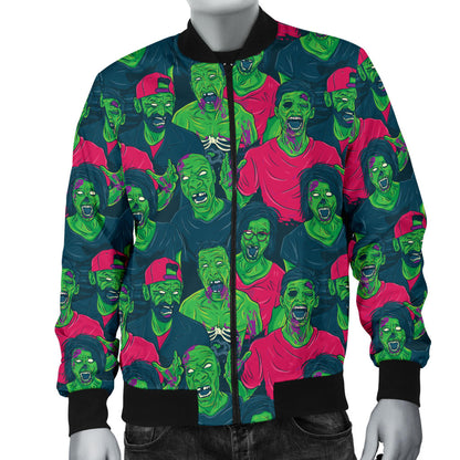 Zombie Themed Design Pattern Print Men Bomber Jacket