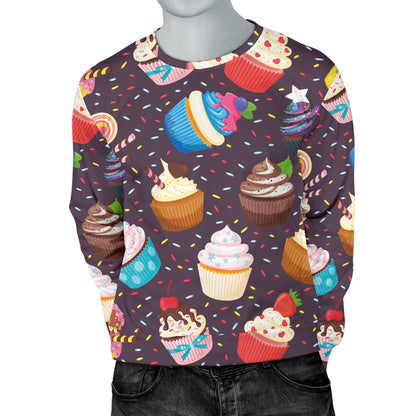 Cupcakes Party Print Pattern Men Long Sleeve Sweatshirt
