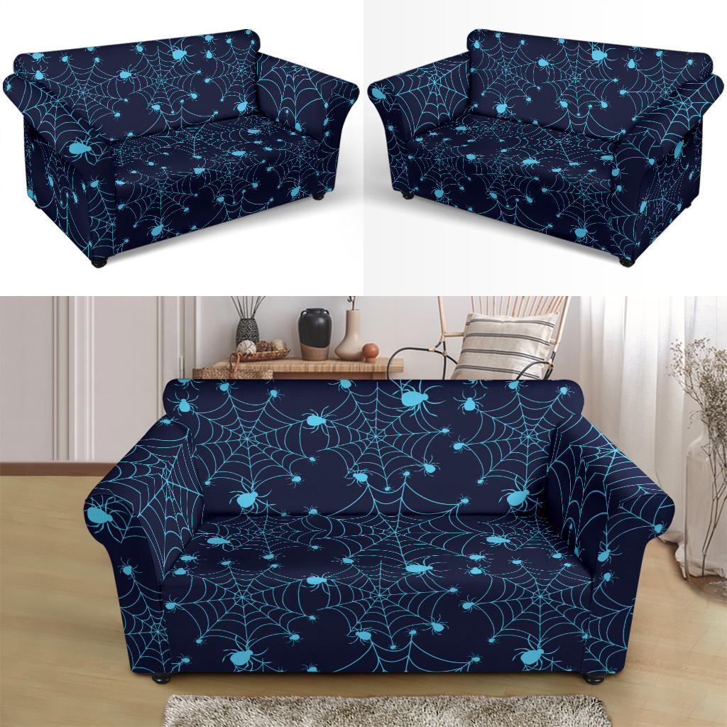 Spider Web Blue Print Design LKS304 Loveseat Couch Slipcover