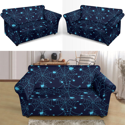Spider Web Blue Print Design LKS304 Loveseat Couch Slipcover