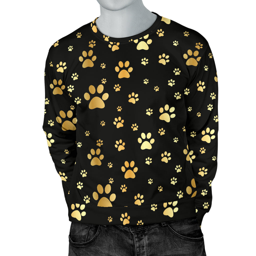 Paw Gold Print Men Long Sleeve Sweatshirt